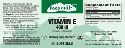 The Food Mill , Vitamin E 400 Iu Softgels