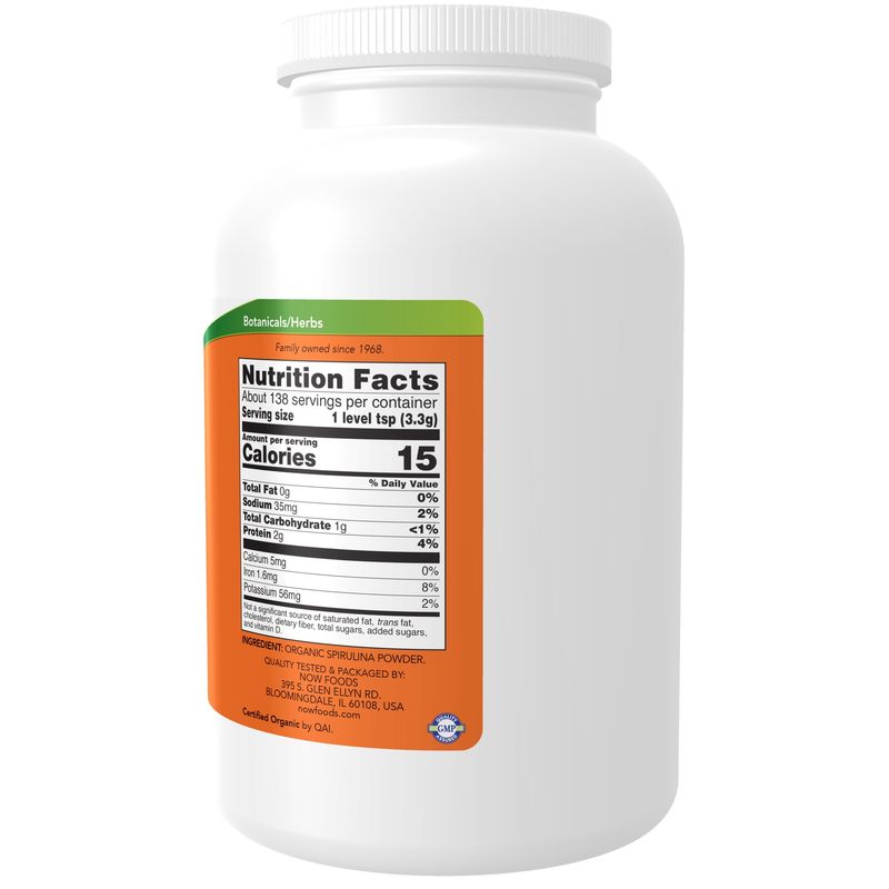 Now Supplements , Spirulina, Organic Powder - 1 Lb.