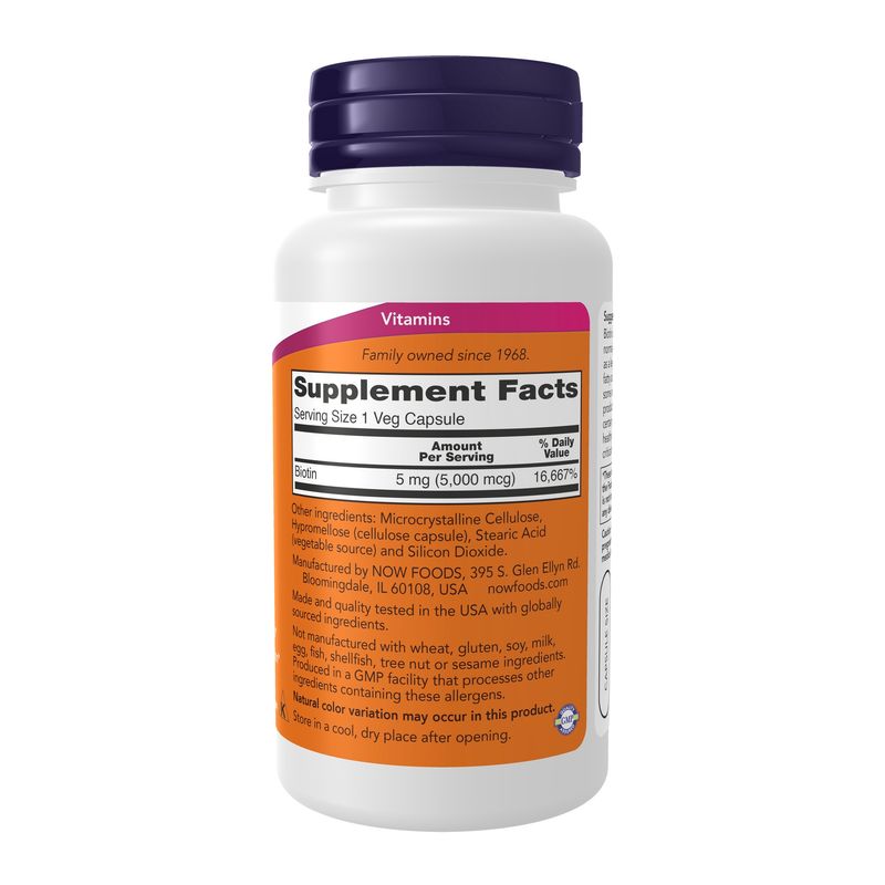 Now Supplements , Biotin 5,000 Mcg - Veg Capsules