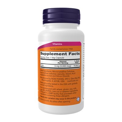 Now Supplements , Biotin 5,000 Mcg - Veg Capsules