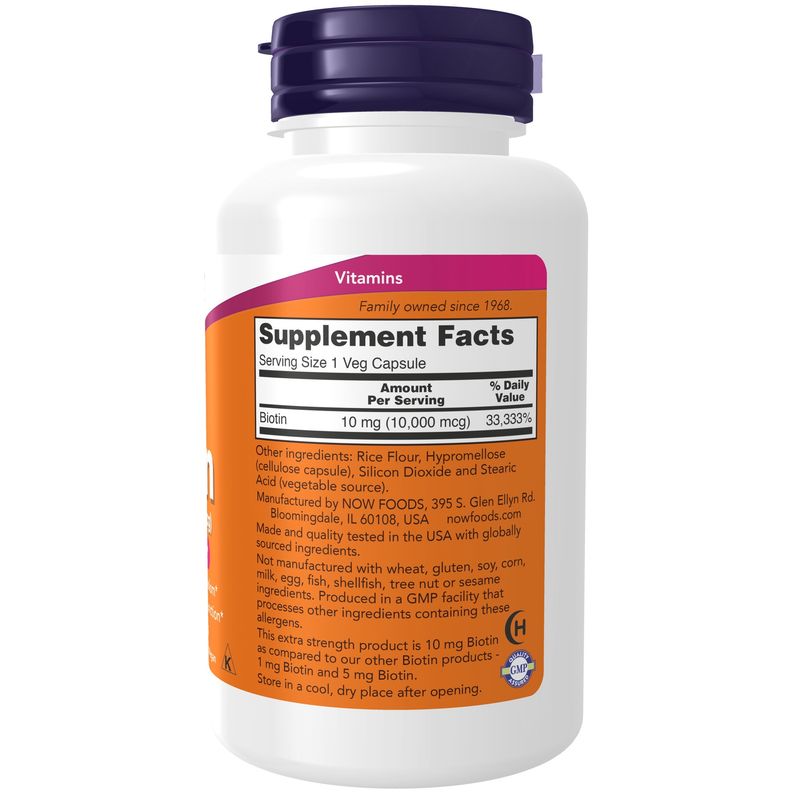Now Supplements , Biotin 10 Mg (10,000 Mcg), Extra Strength - Veg Capsules