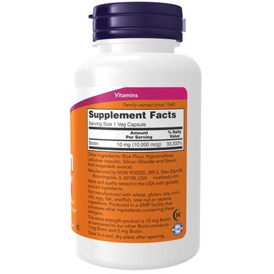 Now Supplements , Biotin 10 Mg (10,000 Mcg), Extra Strength - Veg Capsules