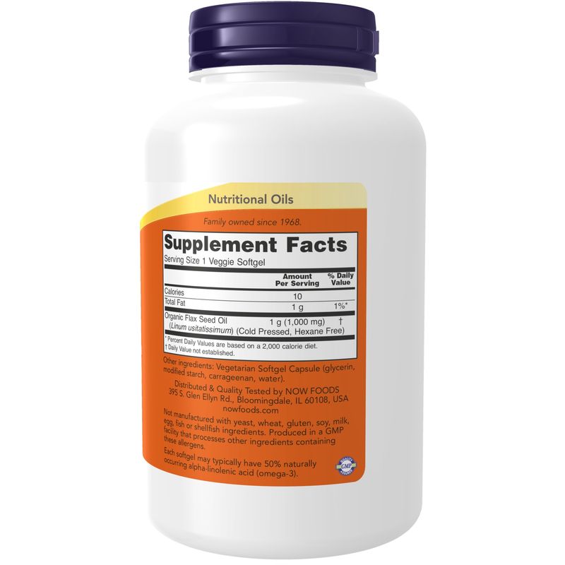Now Supplements , Flax Oil 1000 mg, 120 Vegan softgels
