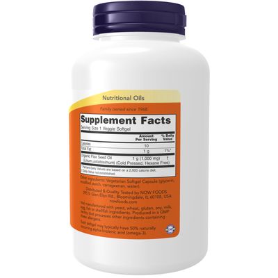 Now Supplements , Flax Oil 1000 mg, 120 Vegan softgels