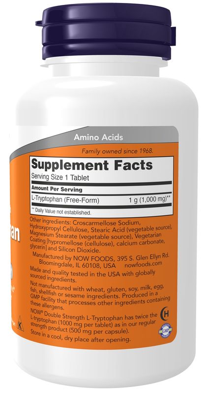 Now Supplements , L-Tryptophan, Double Strength 1000 Mg - Tablets