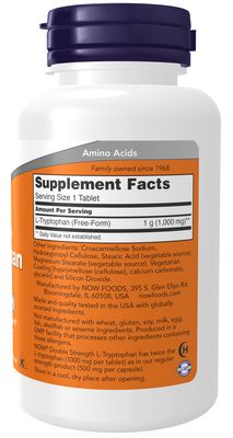 Now Supplements , L-Tryptophan, Double Strength 1000 Mg - Tablets