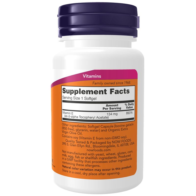 Now Supplements , Vitamin E-200 D-Alpha Tocopheryl - Softgels