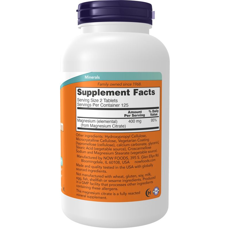 Now Supplements , Magnesium Citrate 200 Mg - 250 Tablets