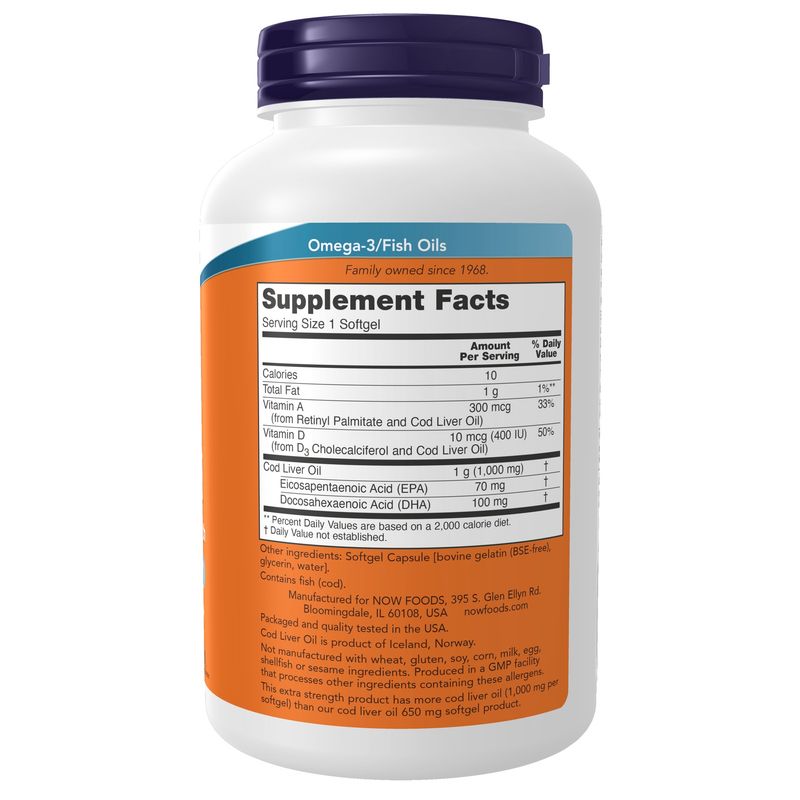 Now, Cod Liver Oil 1,000mg 180 Softgels