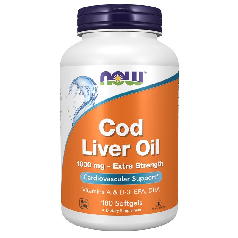 Now, Cod Liver Oil 1,000mg 180 Softgels Now, Cod Liver Oil 1,000mg 180 Softgels