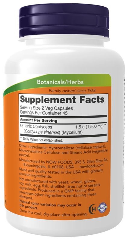 Now Supplements , Cordyceps 750 Mg - 90 Veg Capsules