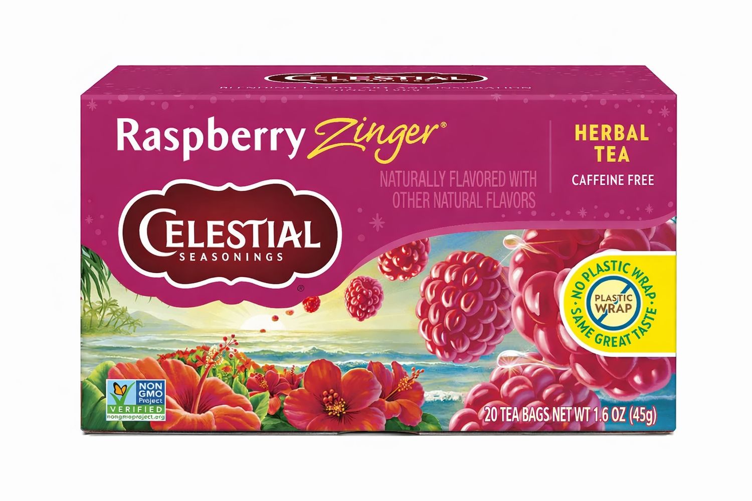 CELESTIAL SEASONINGS , Herbal Tea, Raspberry Zinger, Caffeine Free