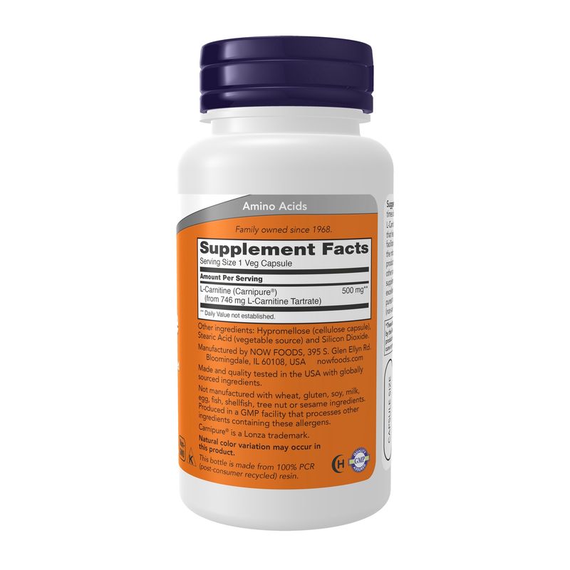 Now Supplements , L-Carnitine 500 Mg - Veg Capsules