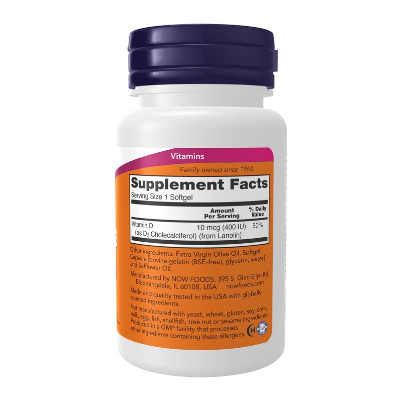 Now, Vit D-3 400 iu 180 Softgels