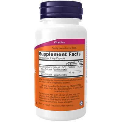Now, Pantothenic Acid 500mg 100 Vcaps
