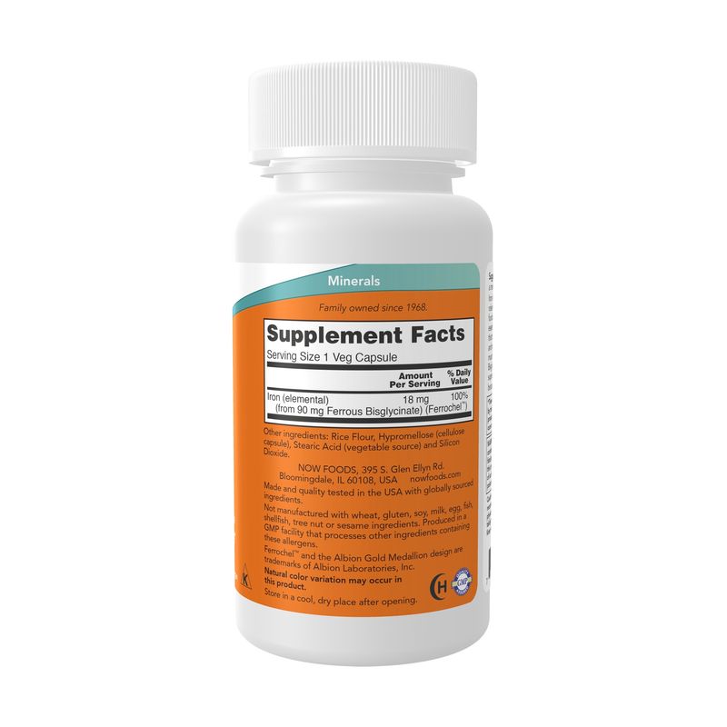 Now, Iron 18mg Ferrochel(r) 120 Vcaps