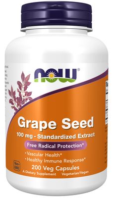 Now Supplements , Grape Seed 100 Mg - Veg Capsules