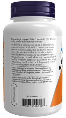 Now Supplements , L-Glutamine 500 Mg - Veg Capsules