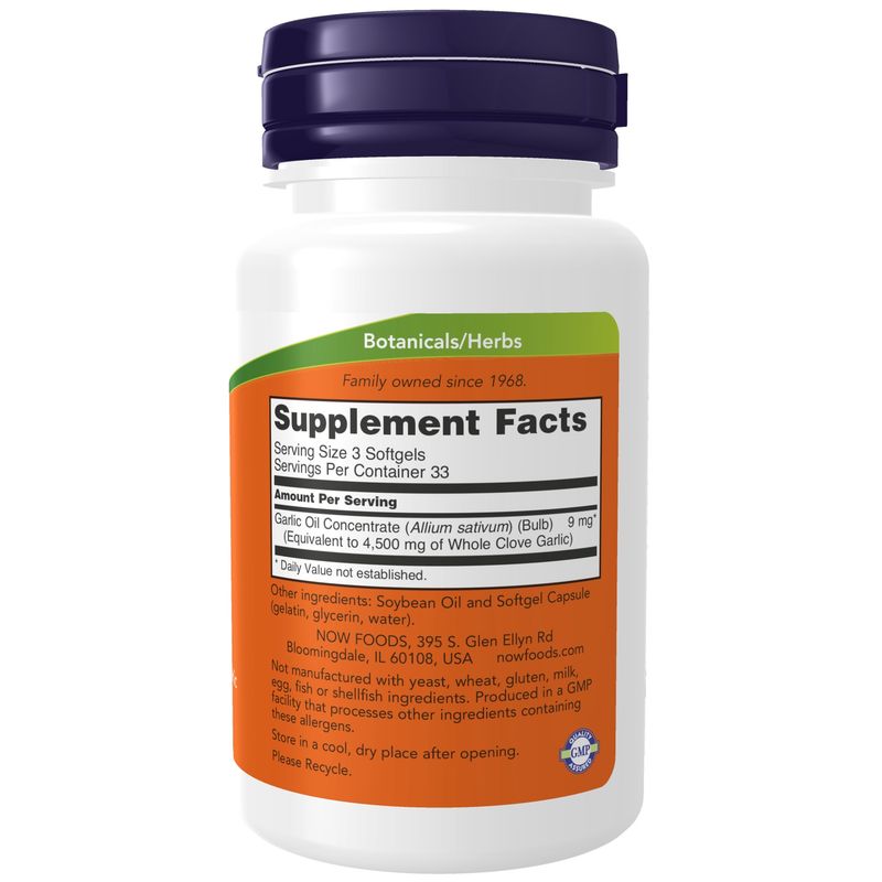 Now Supplements , Garlic Oil 1500 Mg - 100 Softgels