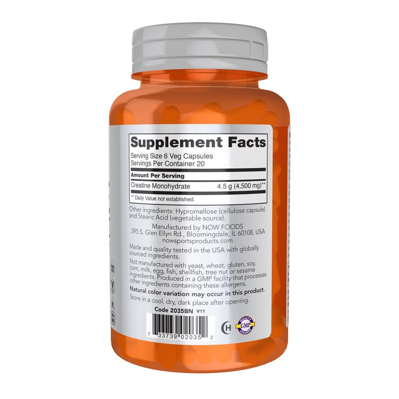 Now Sports , Creatine Monohydrate 750 Mg - 120 Veg Caps