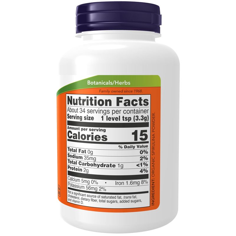 Now Supplements , Spirulina, Organic Powder - 4 oz.