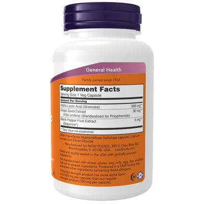 Now Supplements , Alpha Lipoic Acid, Extra Strength 600 Mg