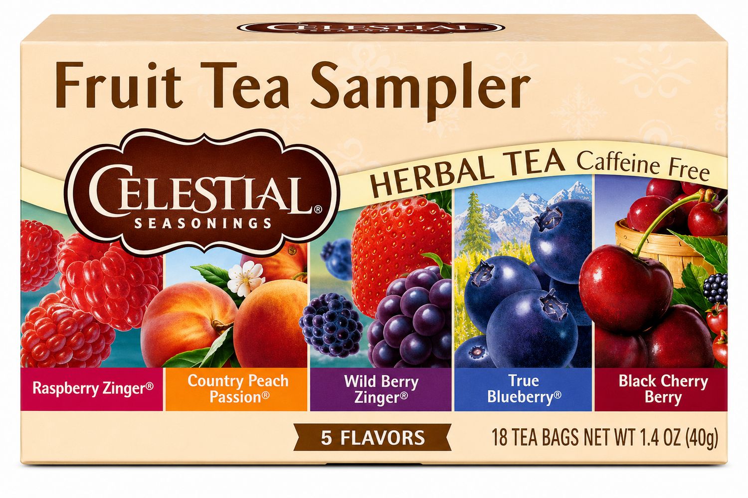 CELESTIAL SEASONINGS , Fruit Tea Sampler, Caffeine Free, 5 Flavors