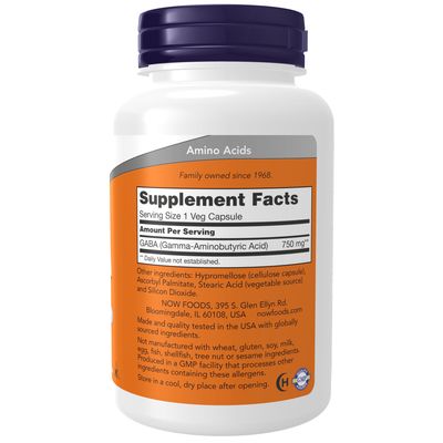 Now Supplements , Gaba 750 Mg - Veg Capsules