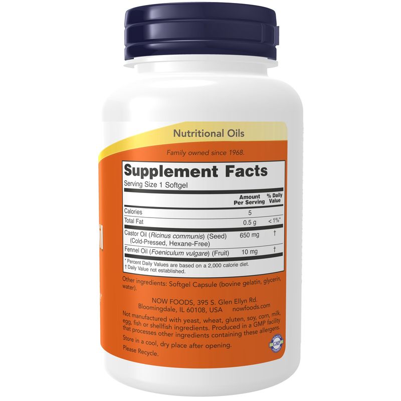 Now Supplements , Castor Oil 650 Mg - Softgels