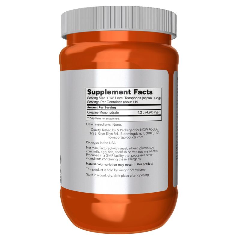 Now Sports , Creatine Monohydrate, Micronized Powder - 1.1 Lbs. (500 G)
