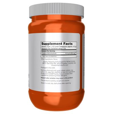 Now Sports , Creatine Monohydrate, Micronized Powder - 1.1 Lbs. (500 G)