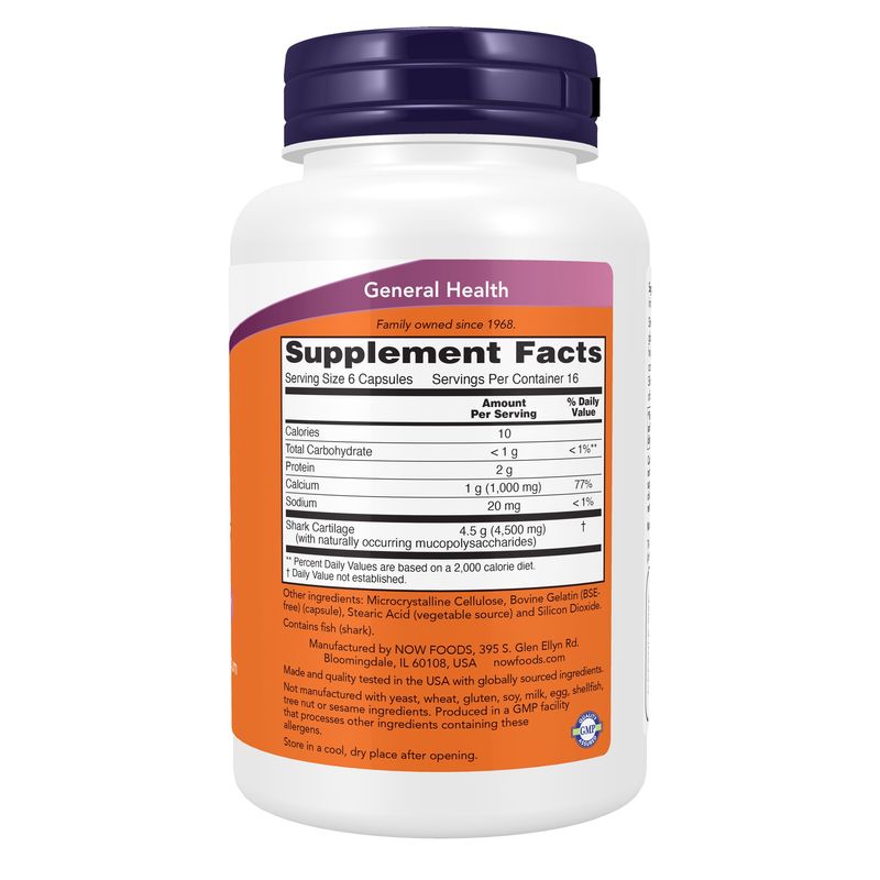 Now Supplements , Shark Cartilage 750 Mg - 100 Capsules