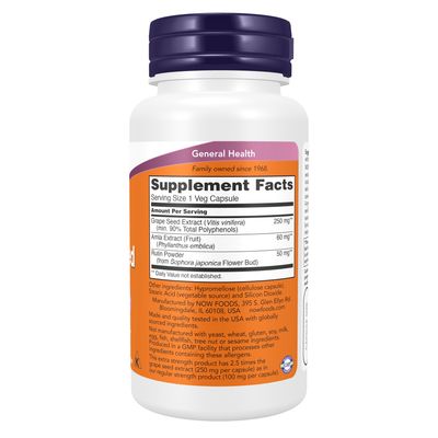 Now Supplements , Grape Seed, Extra Strength 250 Mg - Veg Capsules