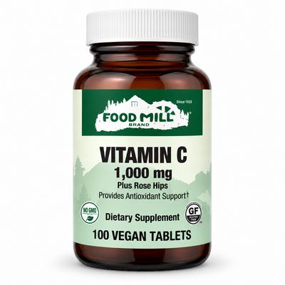 The Food Mill Vitamin C 1,000 mg Vegetarian Tablets with Rose Hips The Food Mill Vitamin C 1,000 mg Vegetarian Tablets with Rose Hips