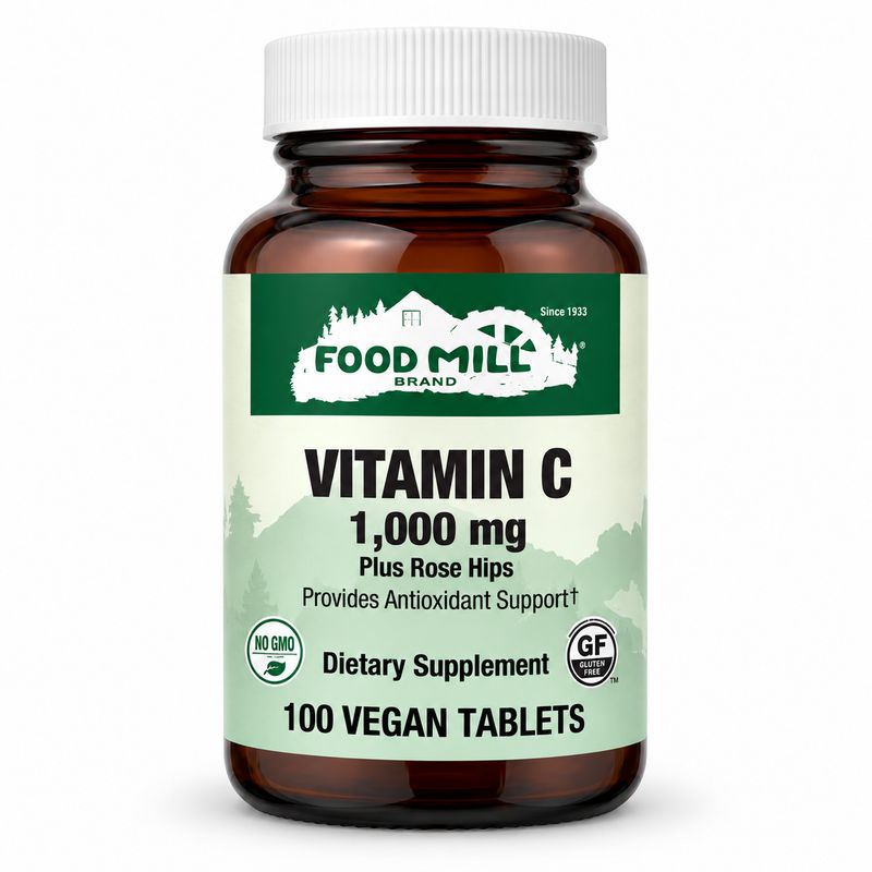 The Food Mill Vitamin C 1,000 mg Vegetarian Tablets with Rose Hips The Food Mill Vitamin C 1,000 mg Vegetarian Tablets with Rose Hips