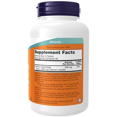 Now Supplements , Calcium Lactate - 250 Tablets