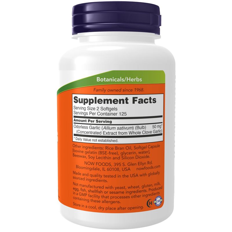 Now Supplements , Odorless Garlic - 250 Softgels