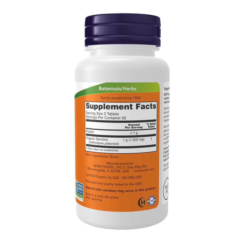 Now Supplements , Spirulina 500 Mg, Organic - 100 Tablets