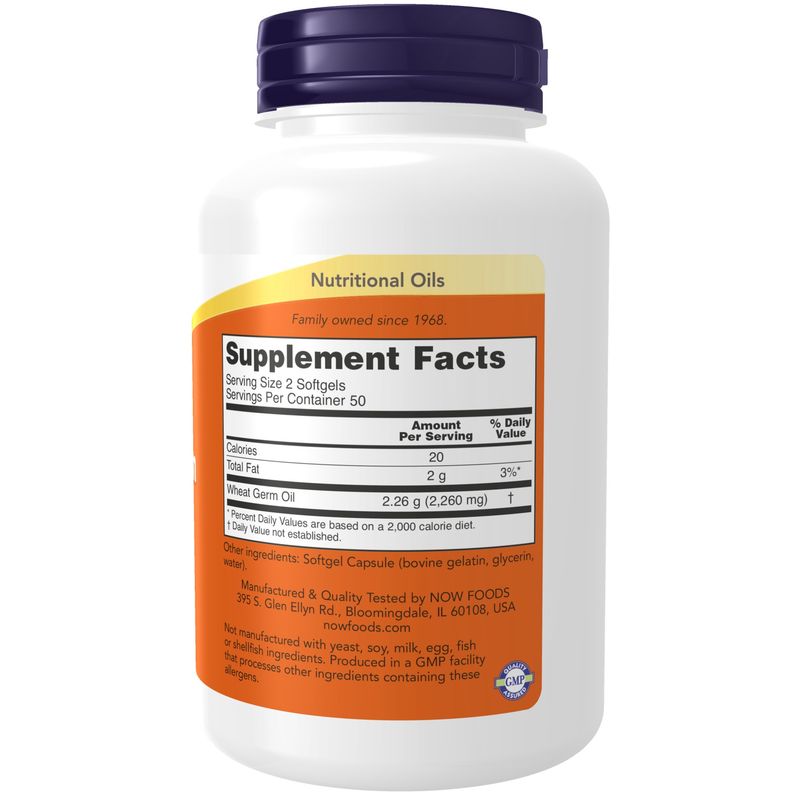 Now Supplements , Wheat Germ Oil - 100 Softgels