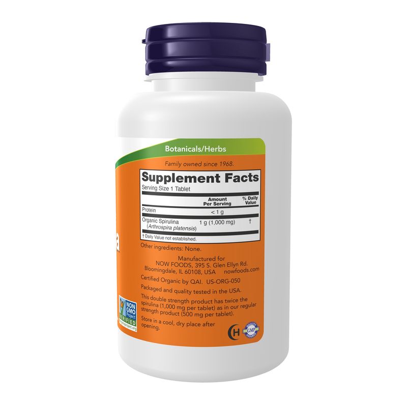 Now Supplements , Spirulina Double Strength, 1000 Mg Organic - 120 Tablets