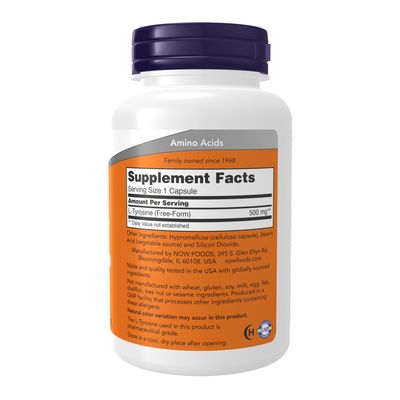 Now, L-Tyrosine 500mg 120 Vcaps