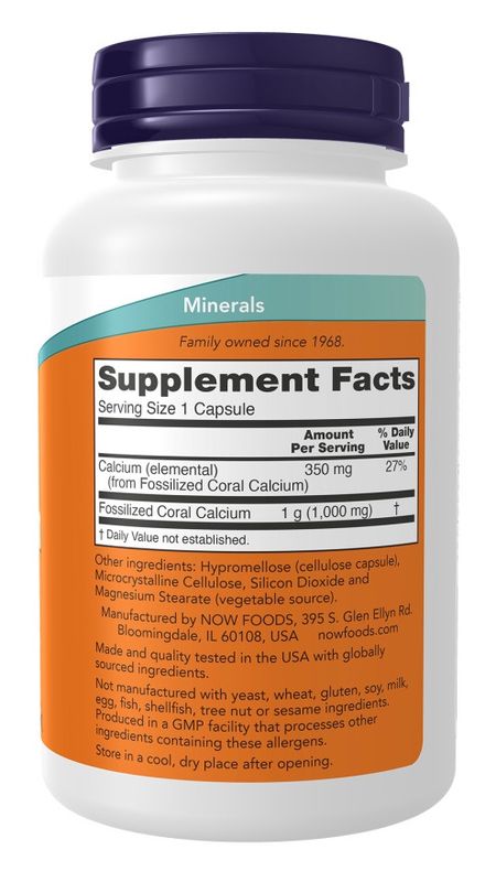 Now Supplements , Coral Calcium 1000 Mg - Veg Capsules