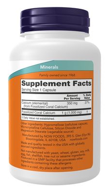 Now Supplements , Coral Calcium 1000 Mg - Veg Capsules