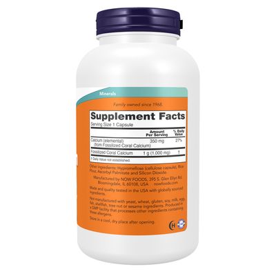 Now Supplements , Coral Calcium 1000 Mg - Veg Capsules