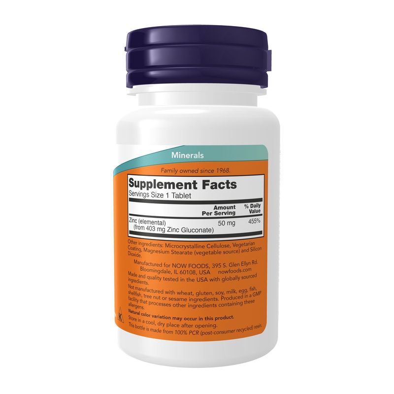 Now, Zinc Gluconate 50mg 100 Tabs
