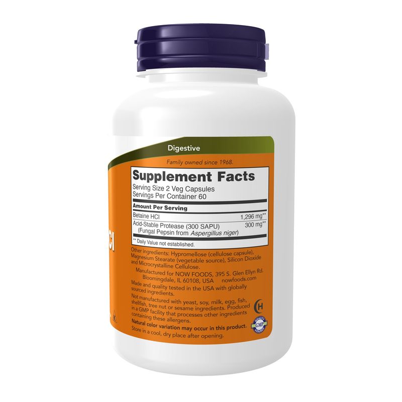Now Supplements , Betaine Hcl 648 Mg - Veg Capsules
