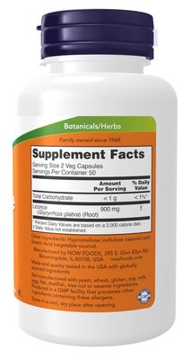 Now Supplements , Licorice Root 4 Mg - 100 Veg Capsules