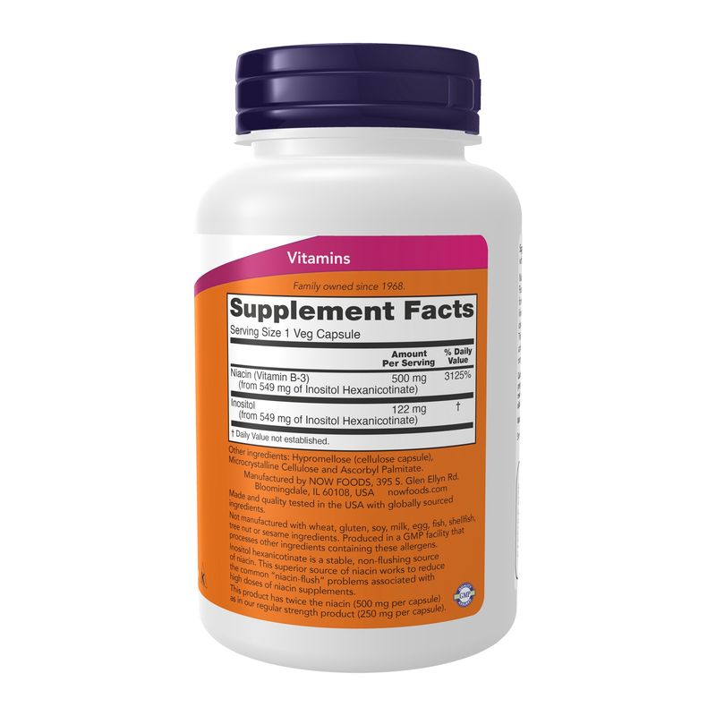 Now Supplements , Niacin 500 Mg, Double Strength Flush-Free - Veg Capsules