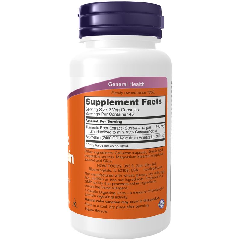 Now, Turmeric & Bromelain 90 Vcaps