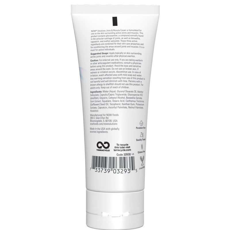 NOW Solutions, Joint & Muscle Cream with Capsaicin and Boswellia, Paraben Free, 4-Ounce